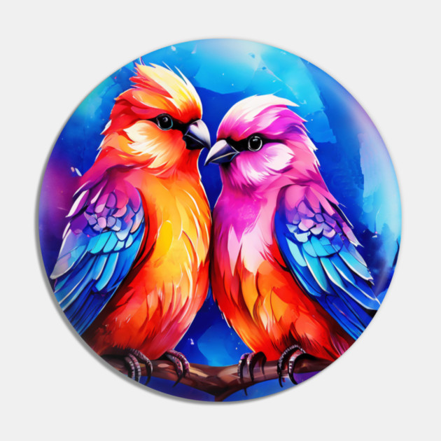 Cute Colorful Love Birds Pin by BirdsnStuff