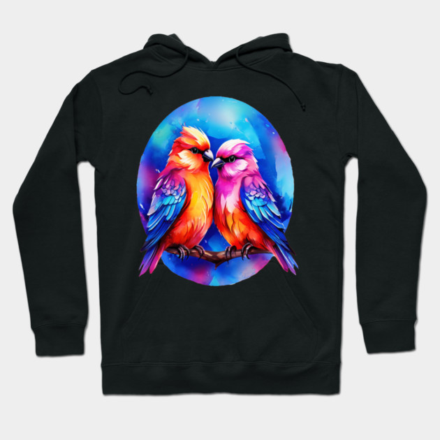 Cute Colorful Love Birds Hoodie by BirdsnStuff