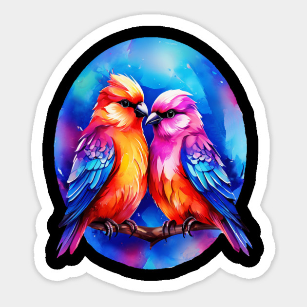 Cute Colorful Love Birds Magnet by BirdsnStuff