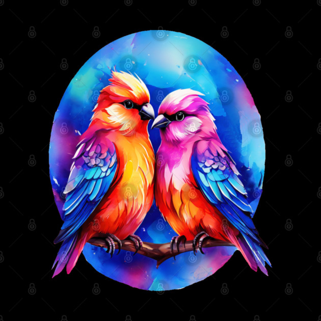 Cute Colorful Love Birds by BirdsnStuff