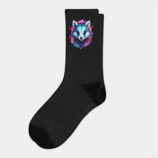 Hot Pink Cute Skunk Socks by BirdsnStuff