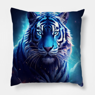 Blue Fantasy Tiger Pillow