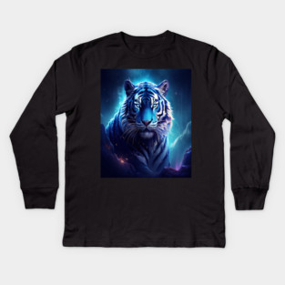 Blue Fantasy Tiger Kids Long Sleeve T-Shirt
