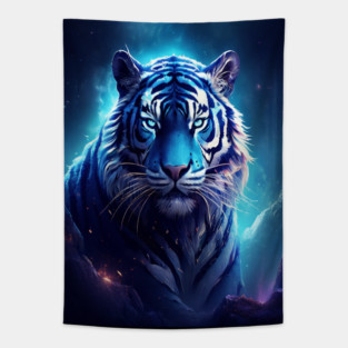 Blue Fantasy Tiger Tapestry