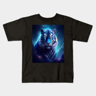 Blue Fantasy Tiger Kids T-Shirt