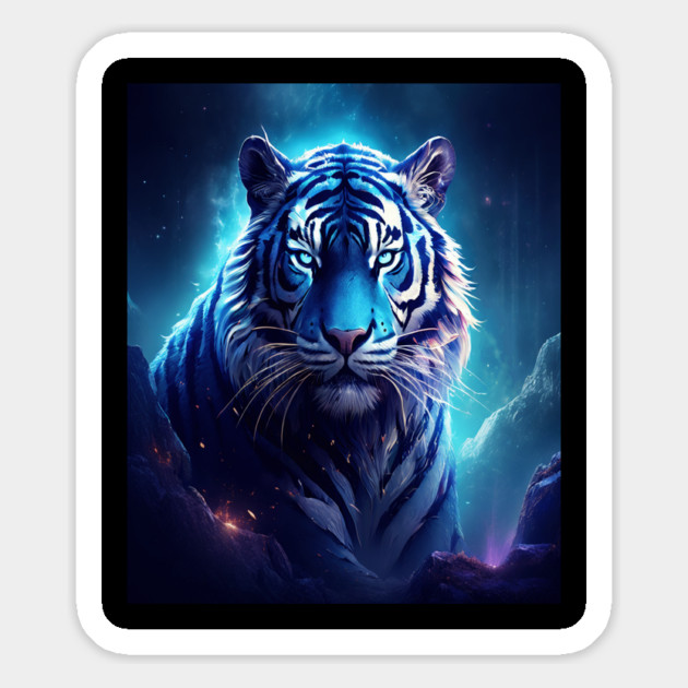Blue Fantasy Tiger Magnet by BirdsnStuff