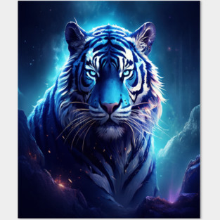 Blue Fantasy Tiger Posters and Art
