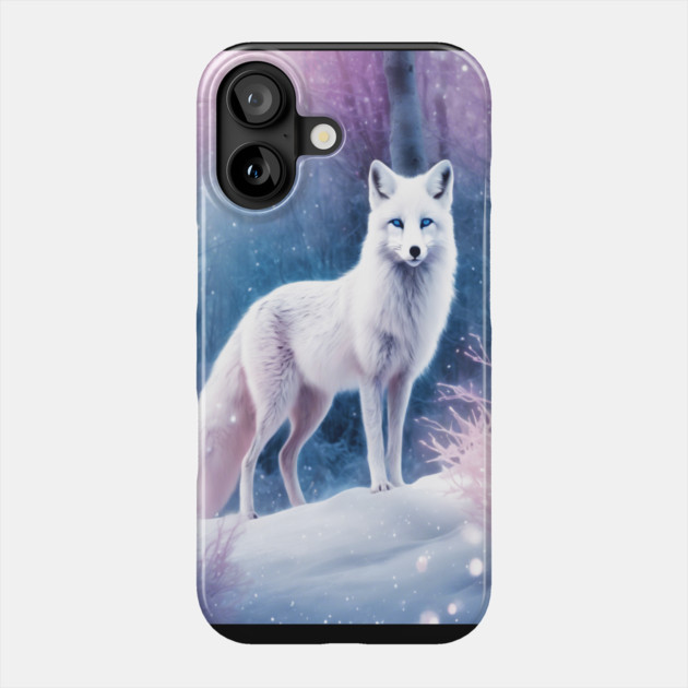 White Fox in Pink Forest Phone Case by BirdsnStuff