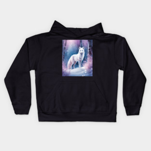 White Fox in Pink Forest Kids Hoodie