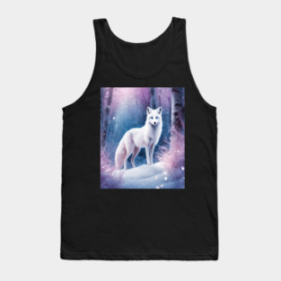White Fox in Pink Forest Tank Top