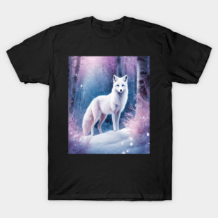 White Fox in Pink Forest T-Shirt