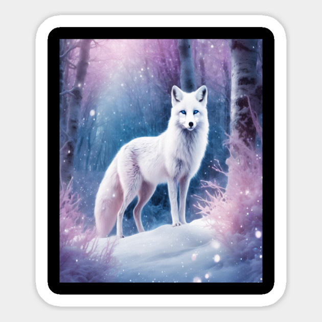 White Fox in Pink Forest Magnet by BirdsnStuff