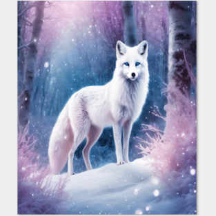 White Fox in Pink Forest Posters and Art