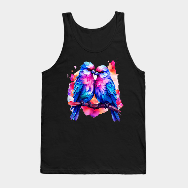 Cute Colorful Love Birds Tank Top by BirdsnStuff