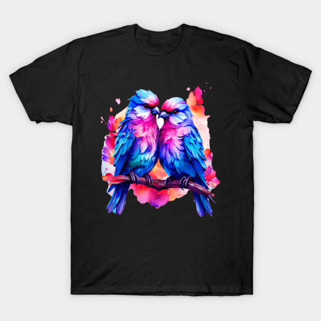 Cute Colorful Love Birds T-Shirt by BirdsnStuff