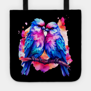 Cute Colorful Love Birds Tote