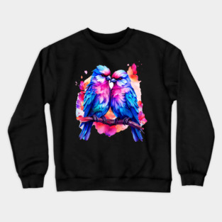 Cute Colorful Love Birds Crewneck Sweatshirt
