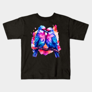 Cute Colorful Love Birds Kids T-Shirt