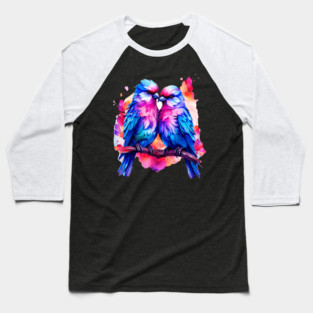 Cute Colorful Love Birds Baseball T-Shirt