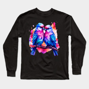 Cute Colorful Love Birds Long Sleeve T-Shirt