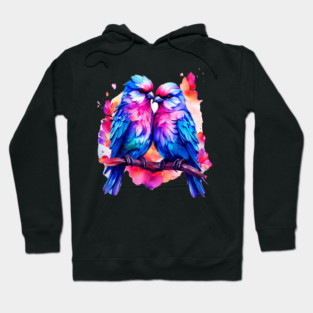 Cute Colorful Love Birds Hoodie