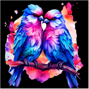 Cute Colorful Love Birds Posters and Art