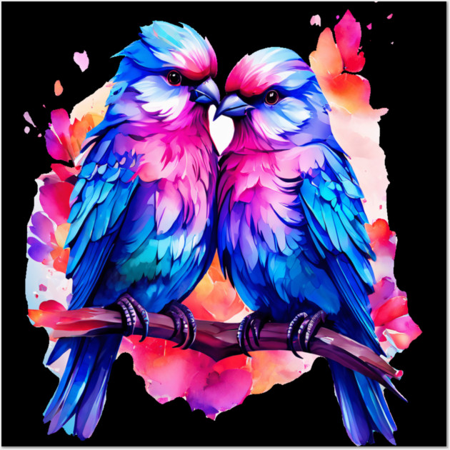 Cute Colorful Love Birds Wall Art by BirdsnStuff