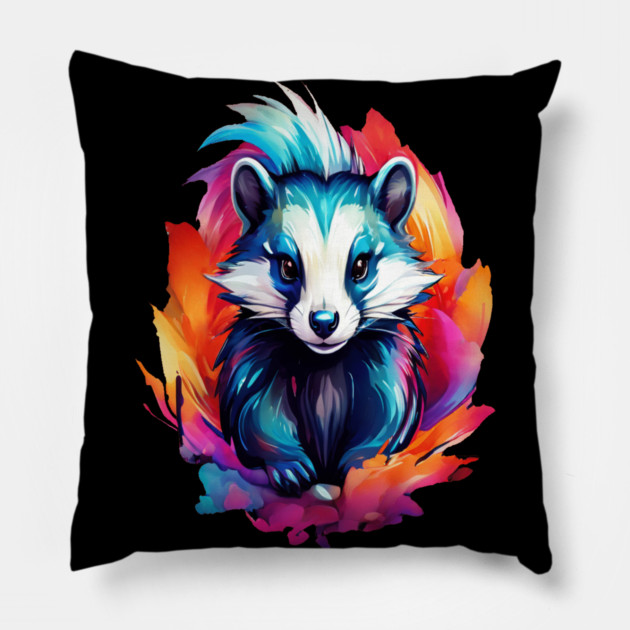 Hot Pink Cute Skunk Pillow by BirdsnStuff