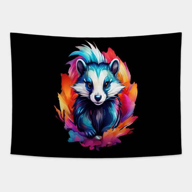 Hot Pink Cute Skunk Tapestry by BirdsnStuff