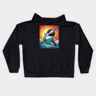 Giant Shark Wearing Sunglasses Kids Hoodie