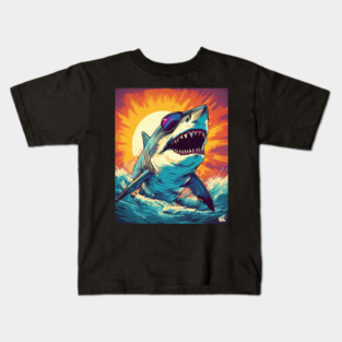Giant Shark Wearing Sunglasses Kids T-Shirt