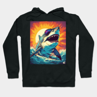 Giant Shark Wearing Sunglasses Hoodie