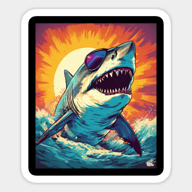 Giant Shark Wearing Sunglasses Magnet by BirdsnStuff