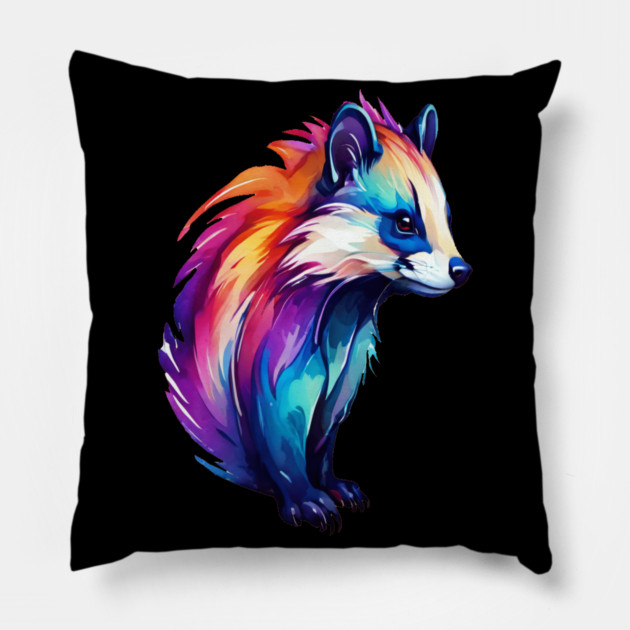 Hot Pink Cute Skunk Pillow by BirdsnStuff