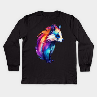 Hot Pink Cute Skunk Kids Long Sleeve T-Shirt