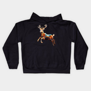 Abstract Deer in Motion Kids Hoodie