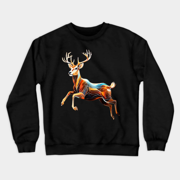 Abstract Deer in Motion Crewneck Sweatshirt by BirdsnStuff