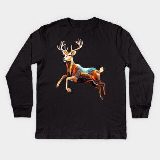 Abstract Deer in Motion Kids Long Sleeve T-Shirt