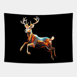 Abstract Deer in Motion Tapestry