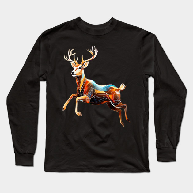 Abstract Deer in Motion Long Sleeve T-Shirt by BirdsnStuff