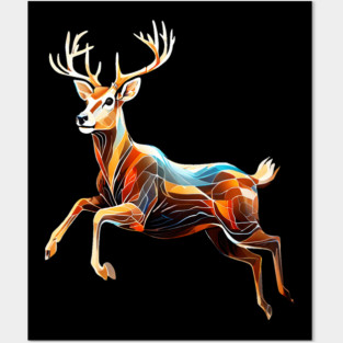 Abstract Deer in Motion Posters and Art