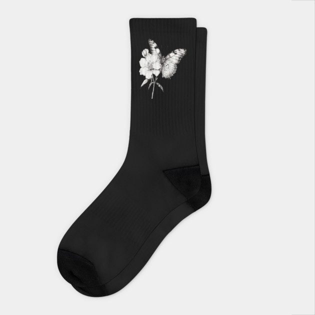 Black and White Butterfly Socks by BirdsnStuff