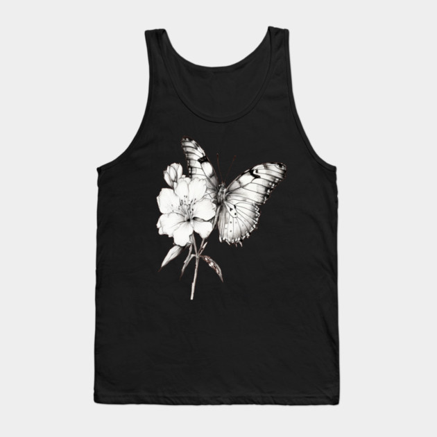 Black and White Butterfly Tank Top by BirdsnStuff