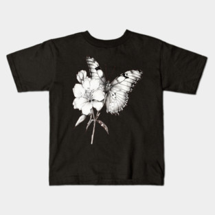 Black and White Butterfly Kids T-Shirt