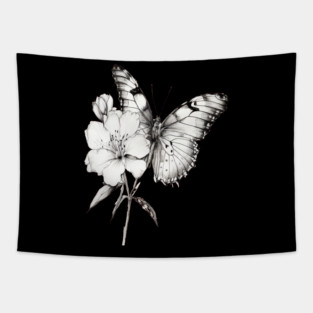 Black and White Butterfly Tapestry