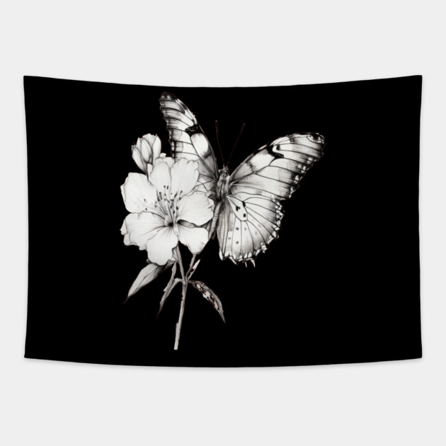 Black and White Butterfly Tapestry by BirdsnStuff