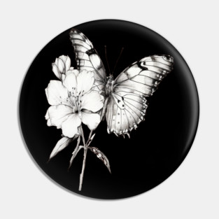 Black and White Butterfly Pin