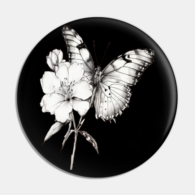 Black and White Butterfly Pin by BirdsnStuff