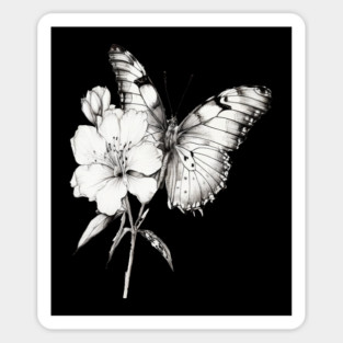 Black and White Butterfly Magnet