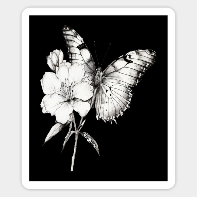 Black and White Butterfly Magnet by BirdsnStuff